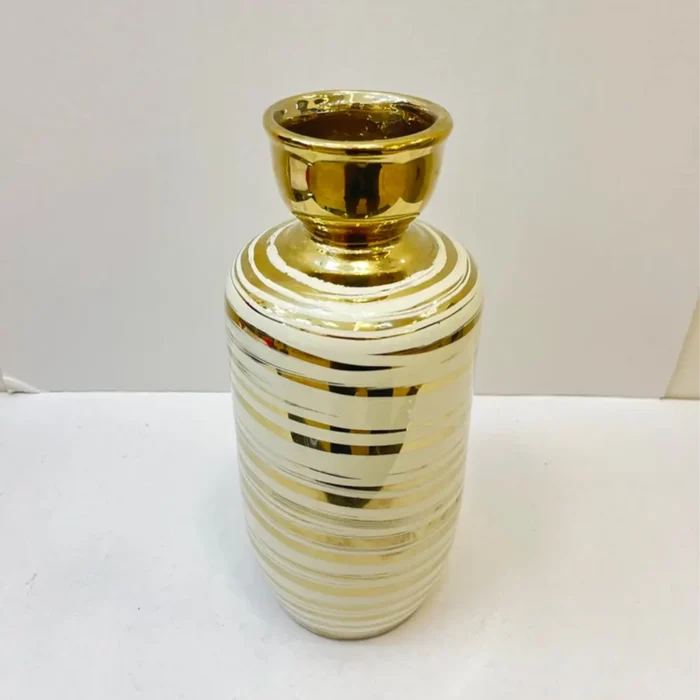 فازه بورسلين ابيض في دهبي كبيره كود -3090